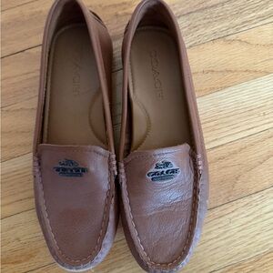 Coach Tan Leather Mary Lock-Up Loafers